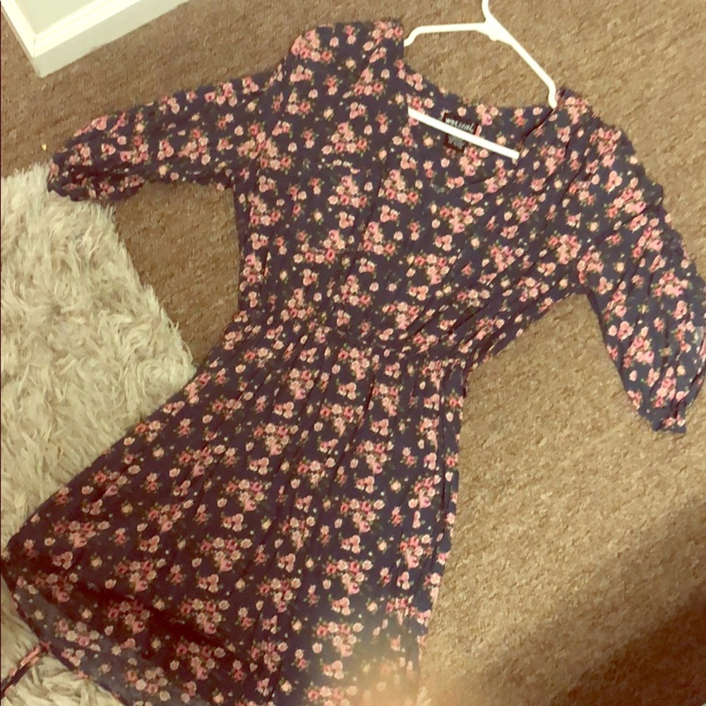 Button Down Floral Peasant Dress